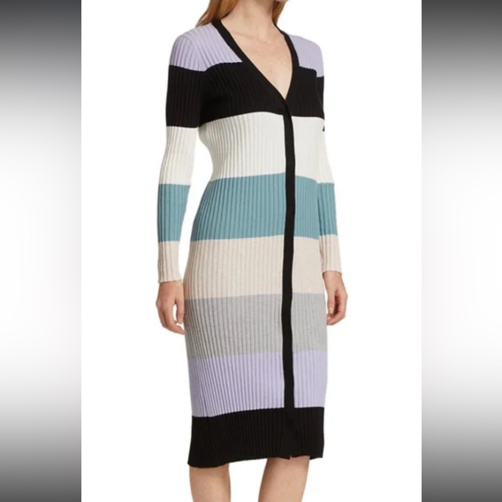 Le Superbe Colorblock Ribbed Midi Cardigan - Picture 3 of 12